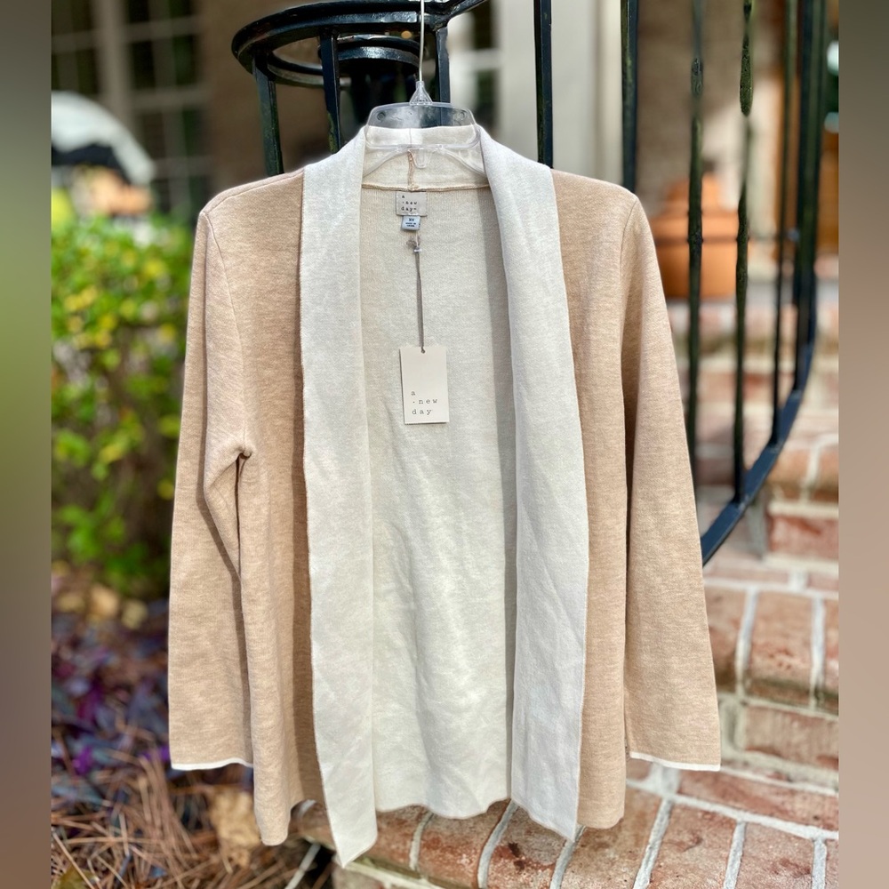 a new day Tan and Cream Cardigan NWT
